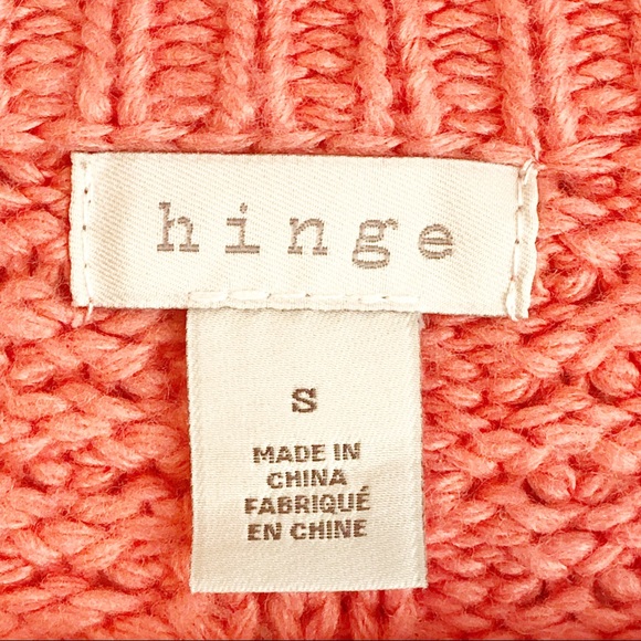 Hinge Coral Orange V-Neck Soft Wool Cashmere Blend Sweater Small - Picture 5 of 16